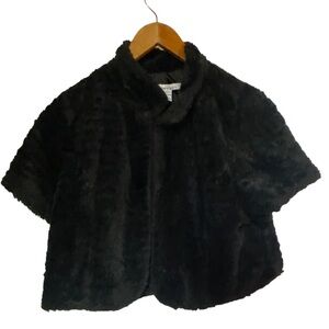 Poetry big girls black faux fur shrug large Christmas winter holiday